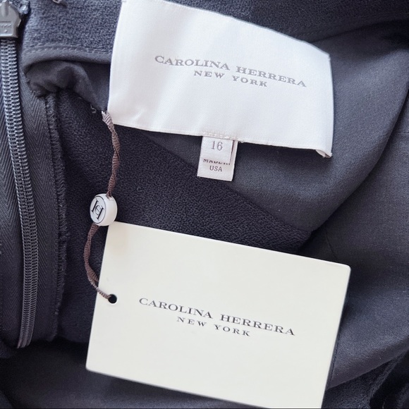 NWT Carolina Herrera Layered Ruffle Black Midi Dress - Picture 7 of 8